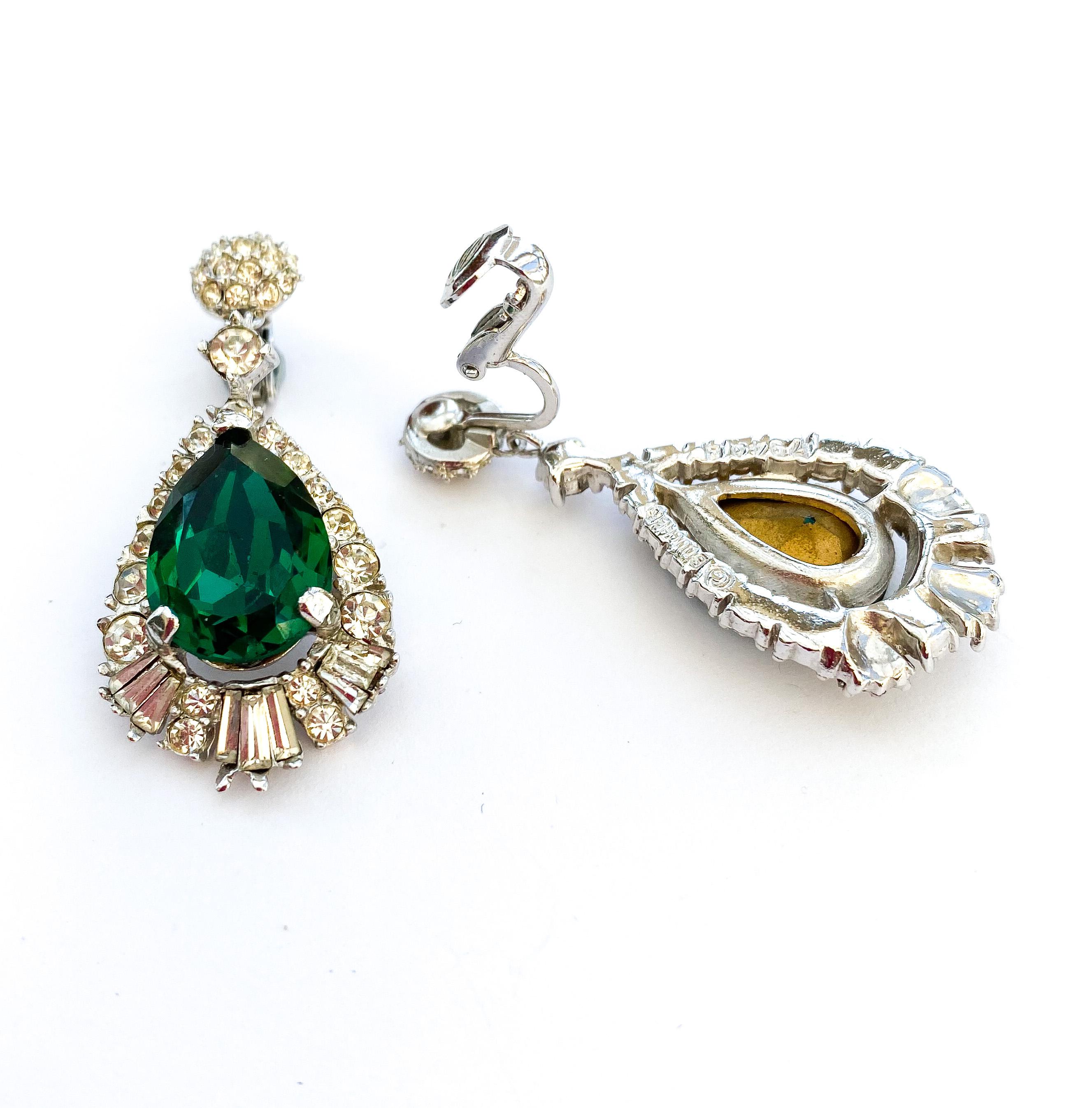 emerald drop earrings costume jewelry