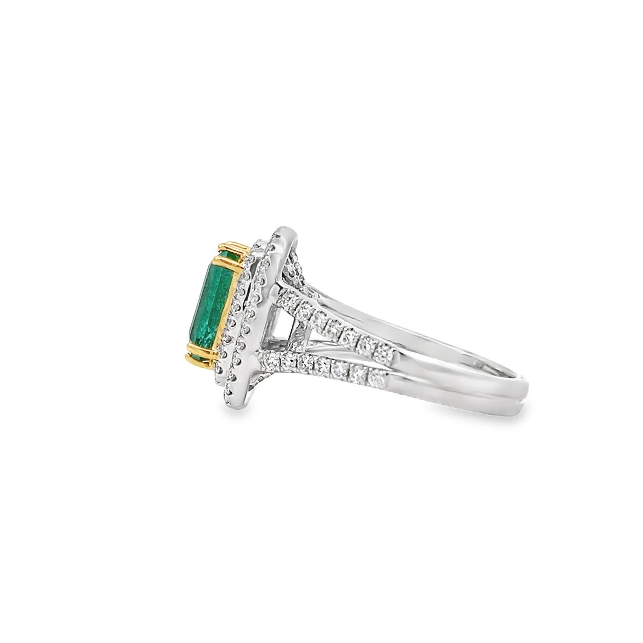 Eleganter Ring mit Smaragd und Diamant im Zustand „Neu“ im Angebot in Great Neck Plaza, NY