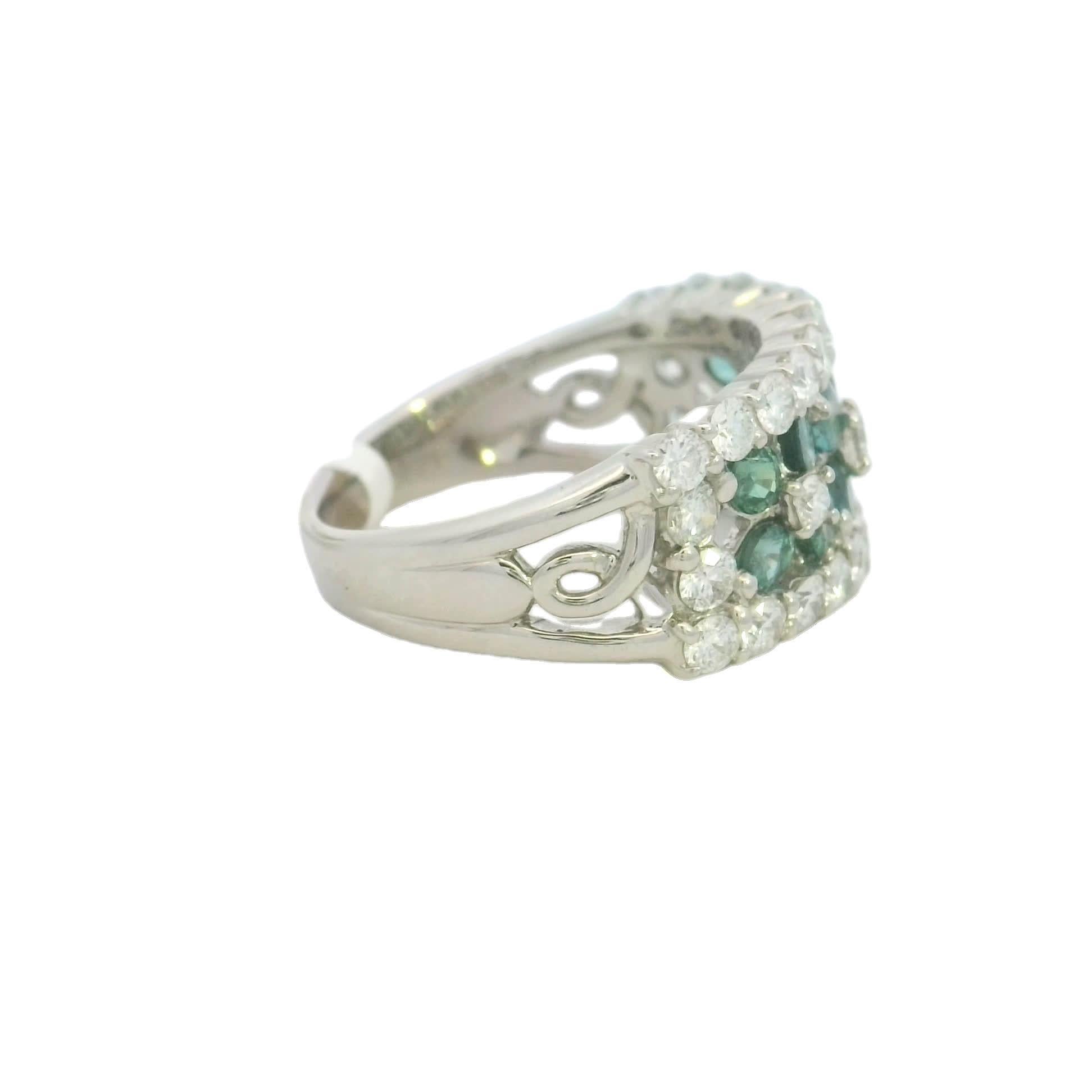 Eleganter Ring mit Smaragd und Diamant Damen im Angebot