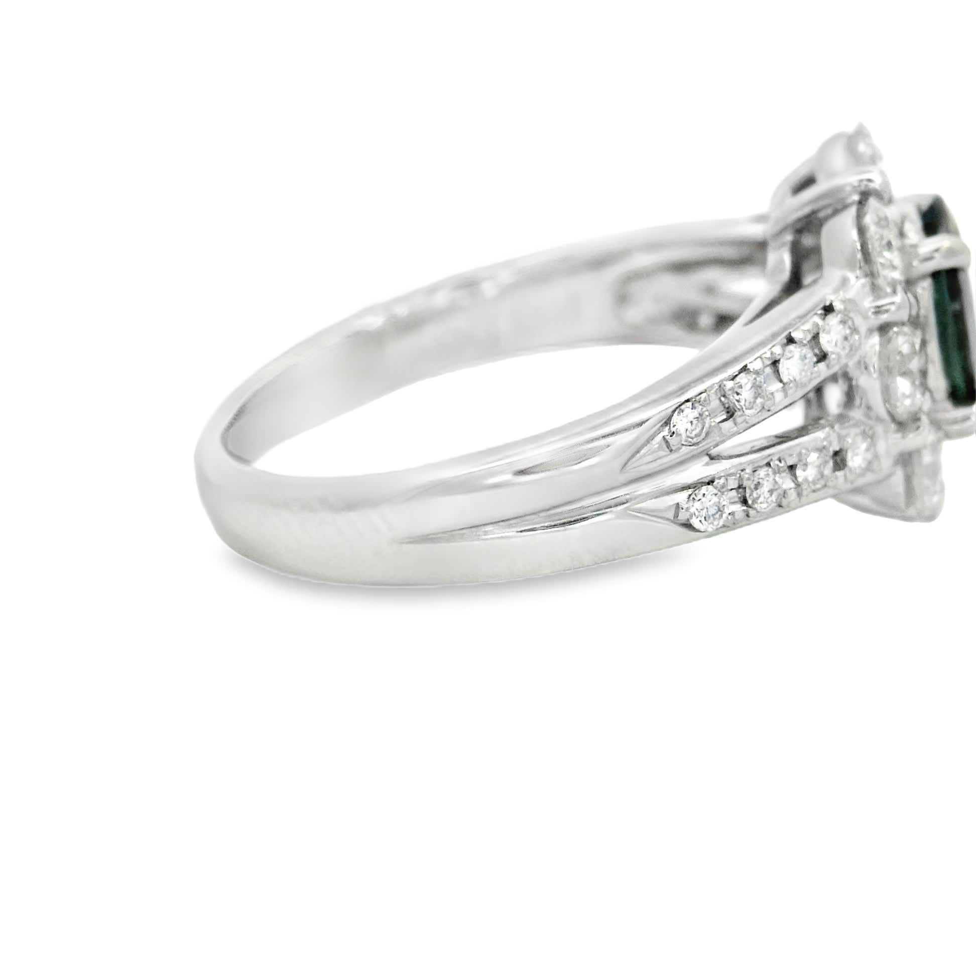 Eleganter Ring mit Smaragd und Diamant Damen im Angebot