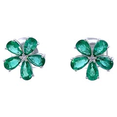 Elegant Emerald Flower Earrings