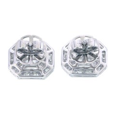 Elegant emerald illusion diamond stud earrings in 18kt gold