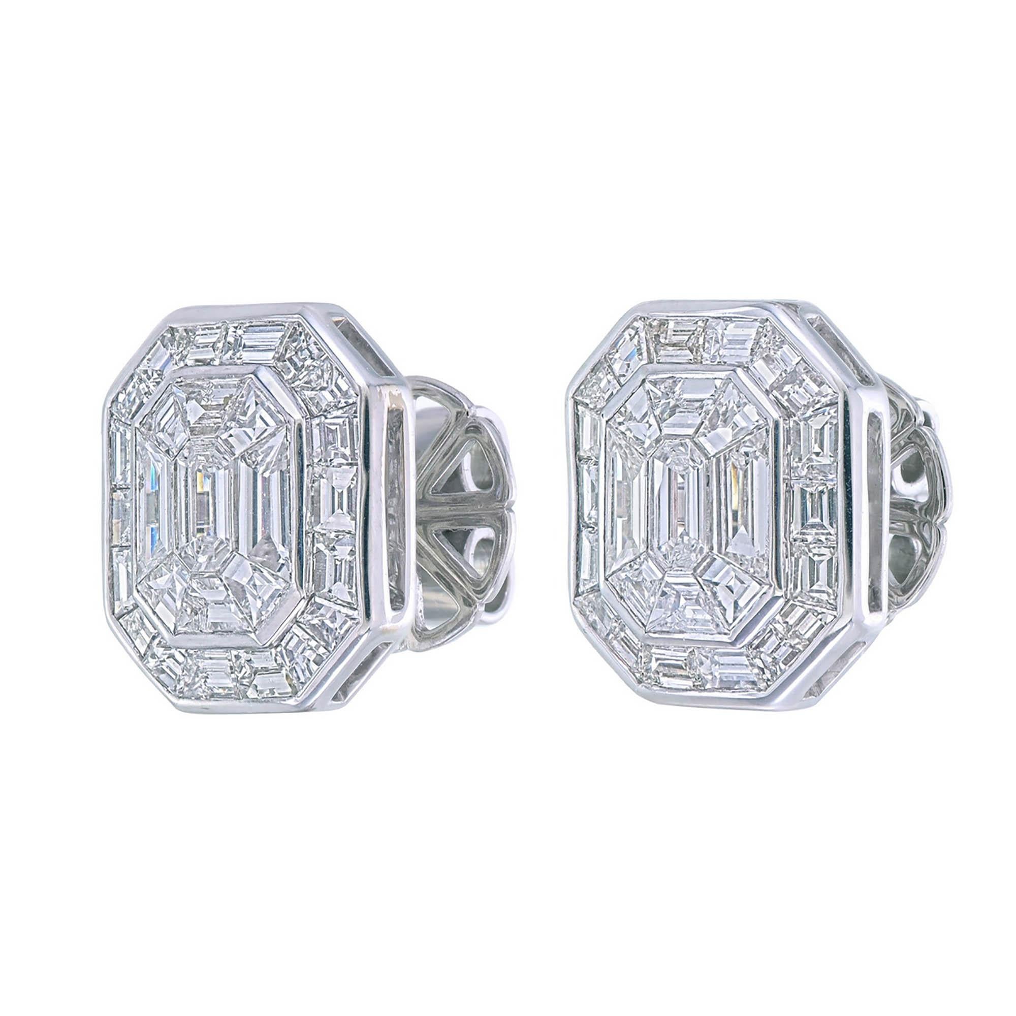 Elegance : boucles d'oreilles en or 18 carats avec émeraude et diamant. Unisexe en vente