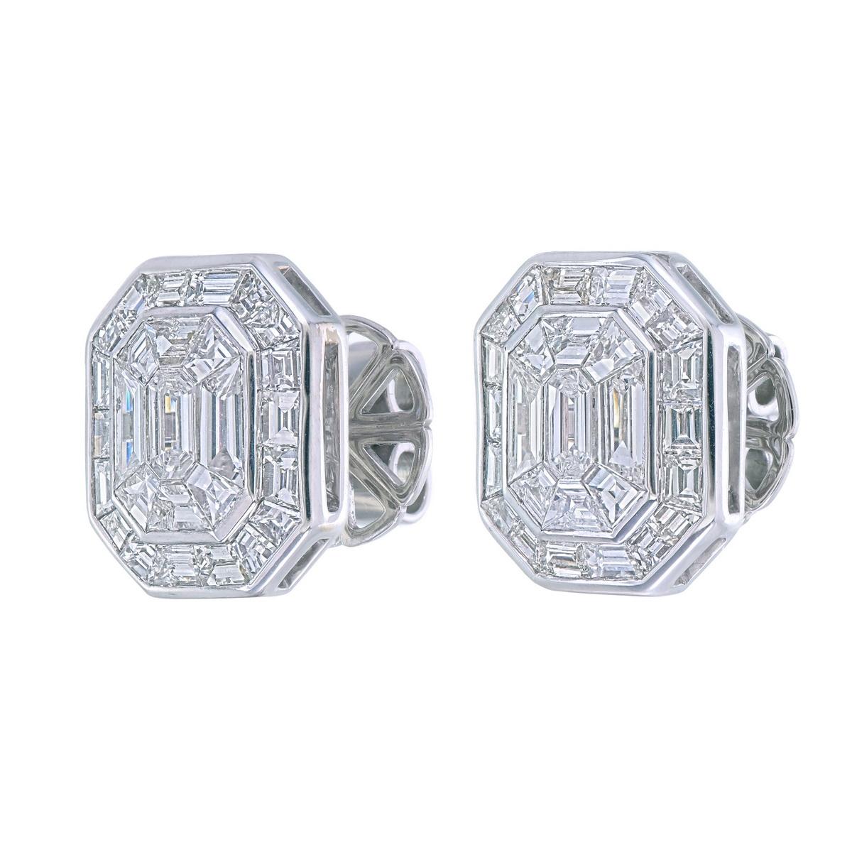 Elegance : boucles d'oreilles en or 18 carats avec émeraude et diamant. en vente 1
