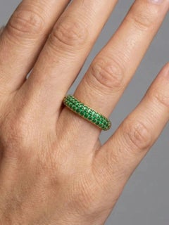 Elegant Emerald Pave 14K (18K Custom) Gold Band Ring