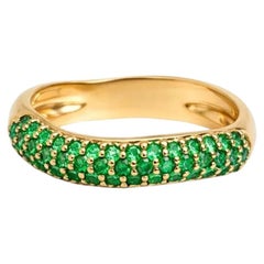 Elegant Emerald Pave 14K (18K Custom) Gold Band Ring