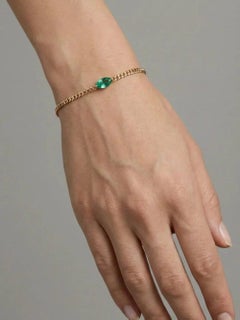 Elegant Emerald Teardrop 14K (Custom) Yellow Gold Chain Bracelet
