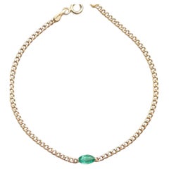 Elegant Emerald Teardrop 14K (Custom) Yellow Gold Chain Bracelet