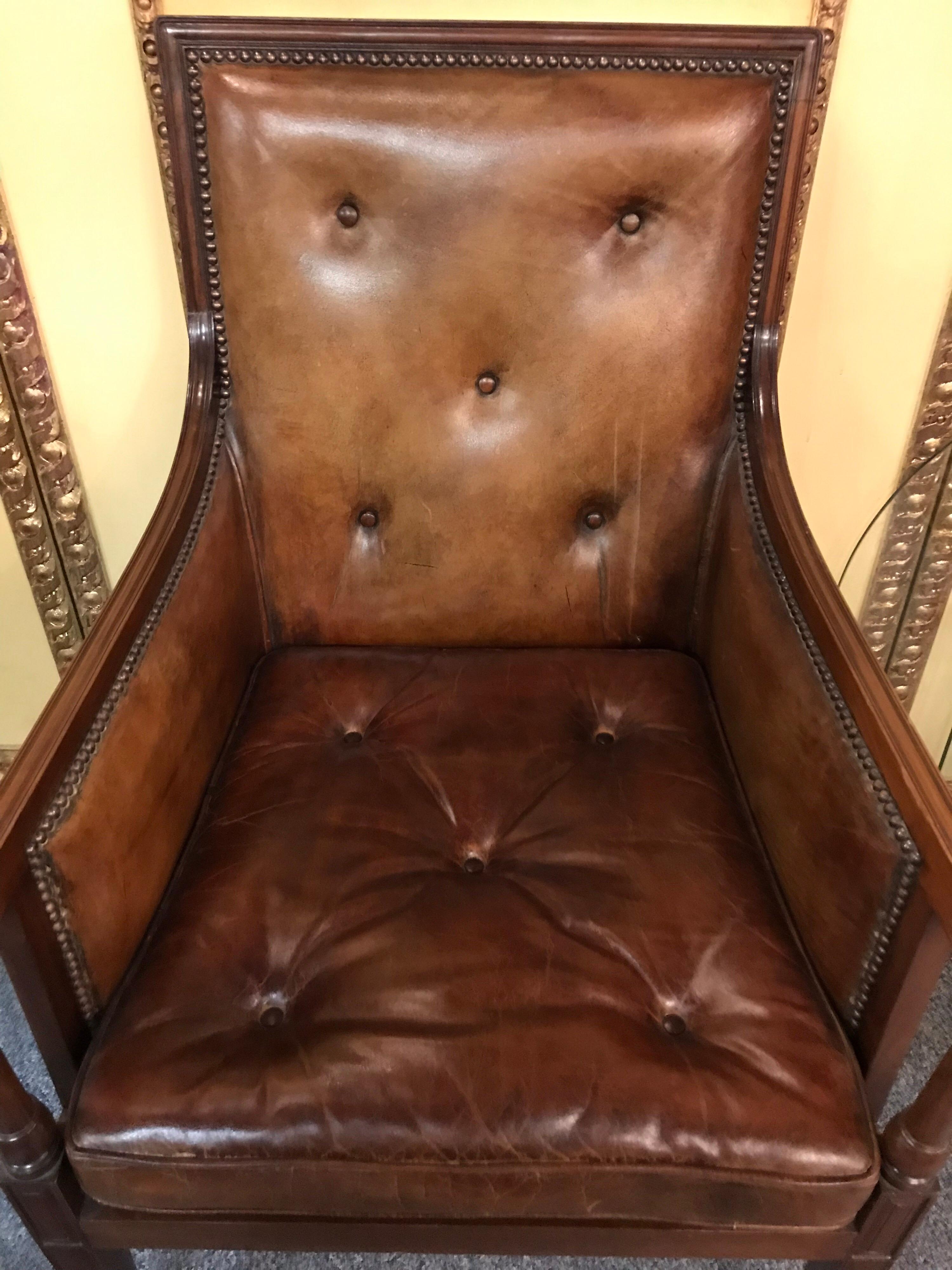 Elegant Empire Armchair / Lounge Chair, England Victorian Mahogany 1