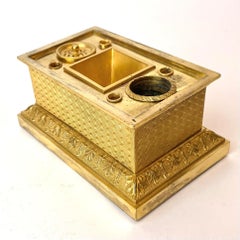Elegant Empire Inkwell with Original Gilding, Early 19th Century