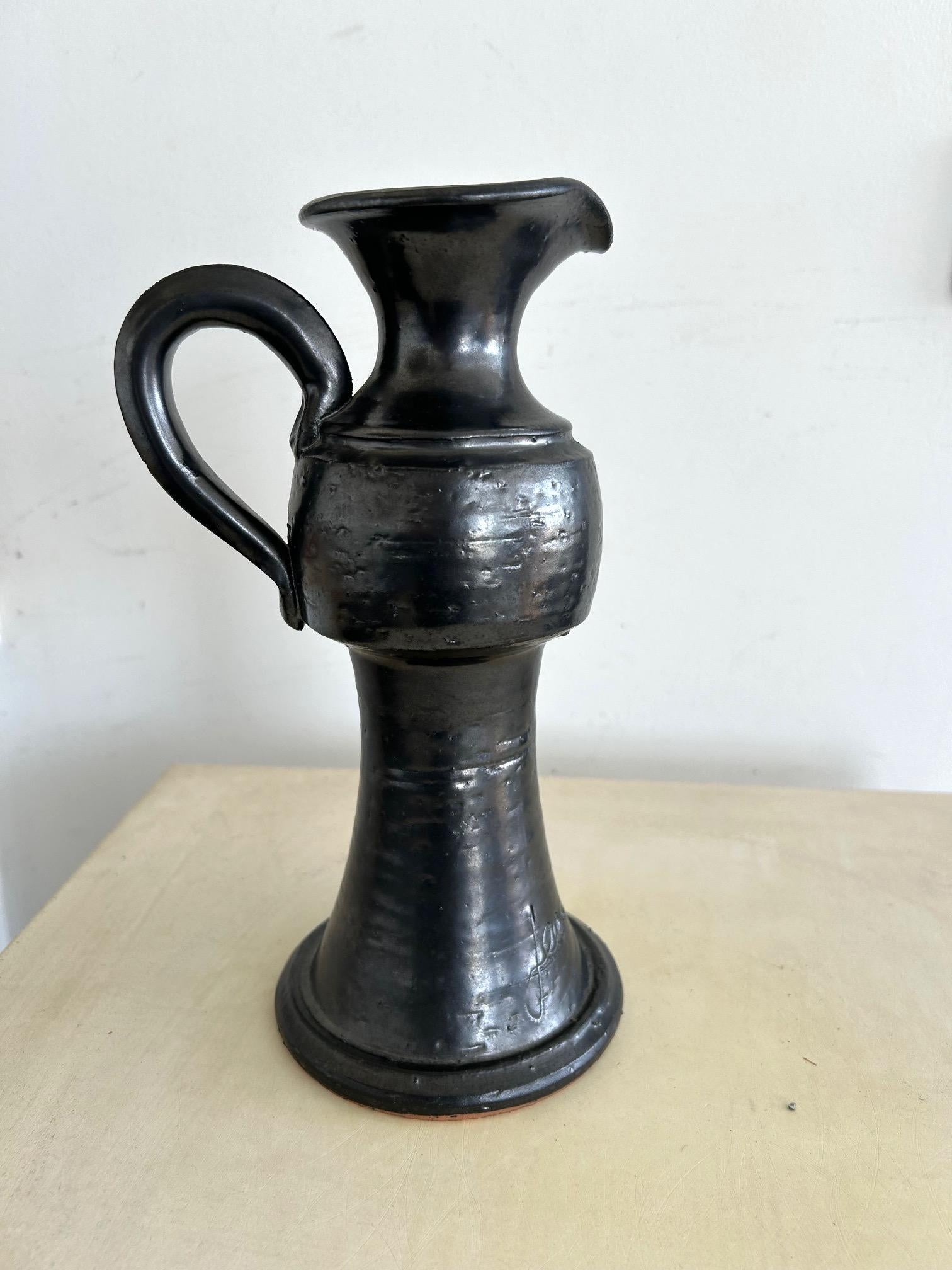 Mid-Century Modern Elegant enamelled ceramic pitcher by Jean Marais  from the 1960s Vallauris For Sale
