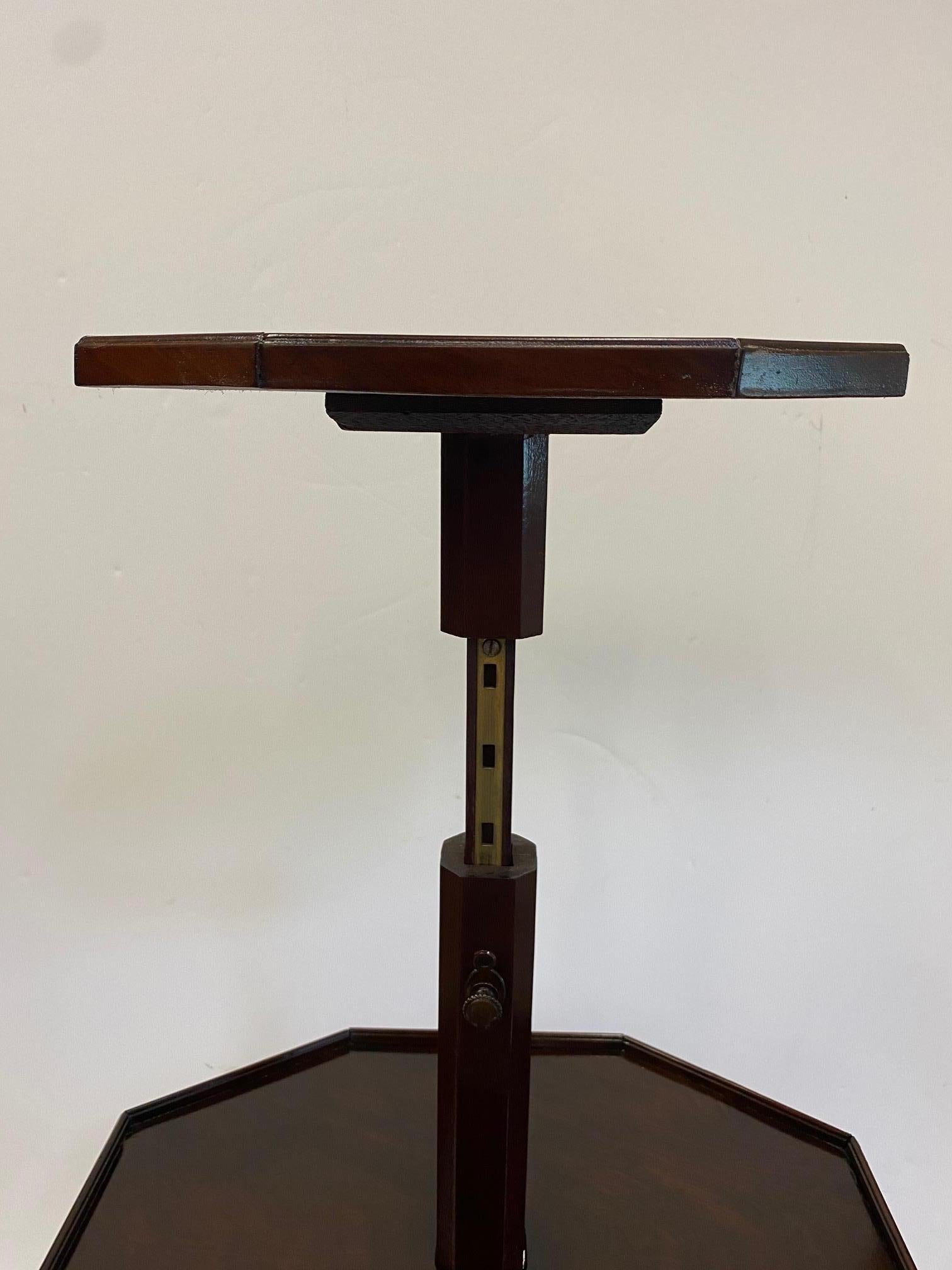Elegant English Adjustable 2-Tier Mahogany Side Table For Sale 6