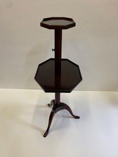 Elegant English Adjustable 2-Tier Mahogany Side Table