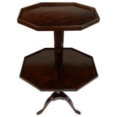 Elegant English Adjustable 2-Tier Mahogany Side Table