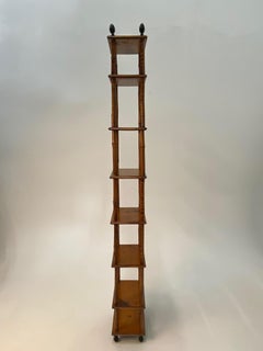 Elegant English Antique Elongated Tall Bamboo Bookshelf Etagere