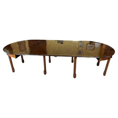 Elegant English Cross Banded Inlaid Mahogany Dining Table with Leaves