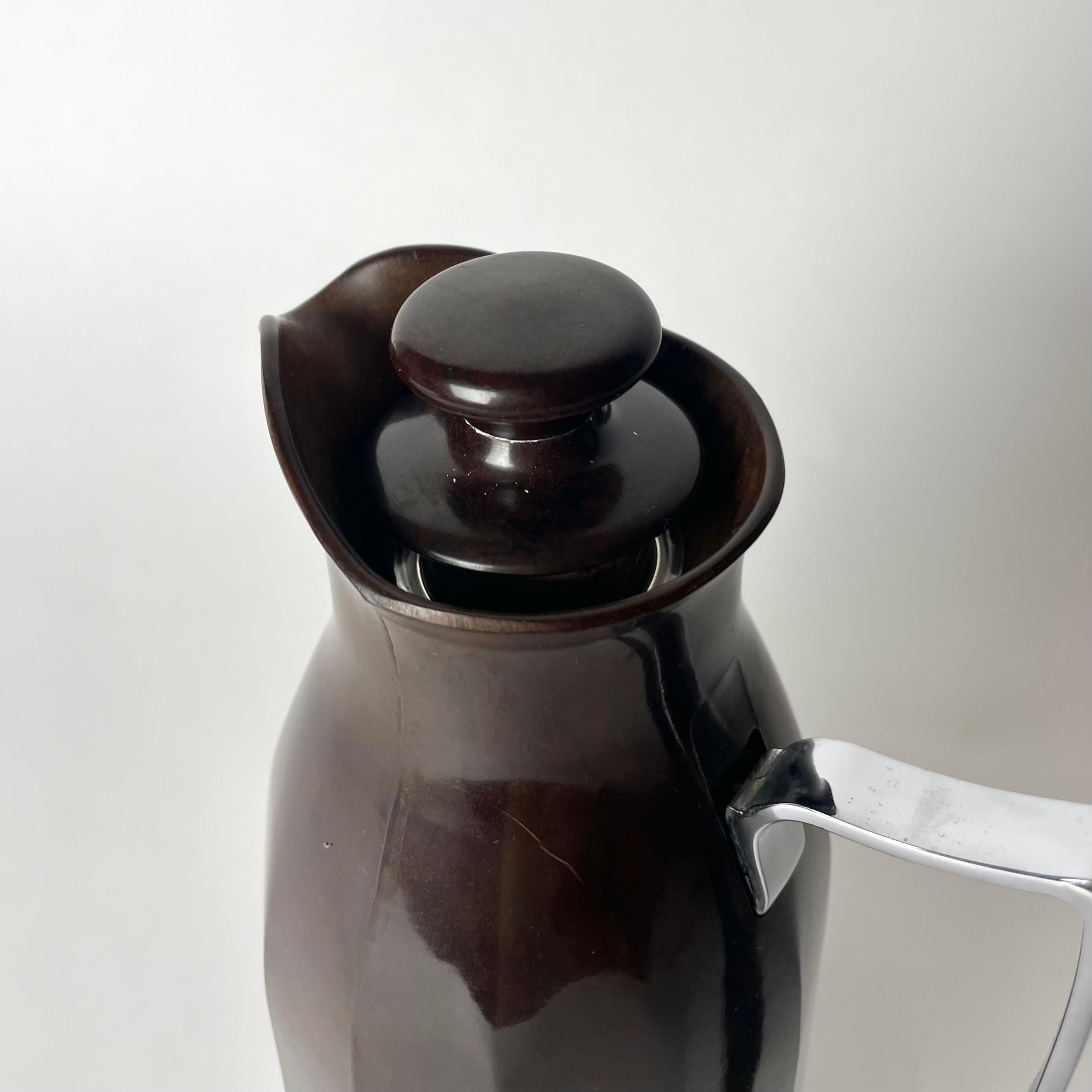 Glass Elegant English Drink Thermos in Art Deco from 1920s in bakelite and chrome For Sale