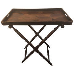 Elegant English Georgian Style Folding Tray on Folding Stand  