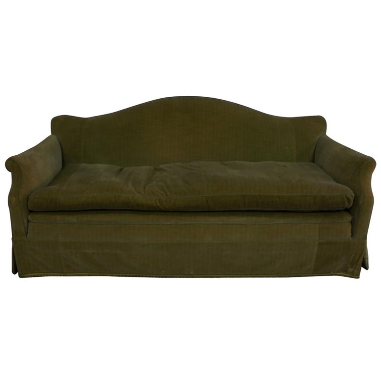 Classic, elegant tight-back, single loose seat cushion English Camelback  Sofa For Sale at 1stDibs | humpback sofa