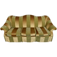 Elegant English Rolled Arm Sofa in a Bold Striped Tone-on-Tone Fabric
