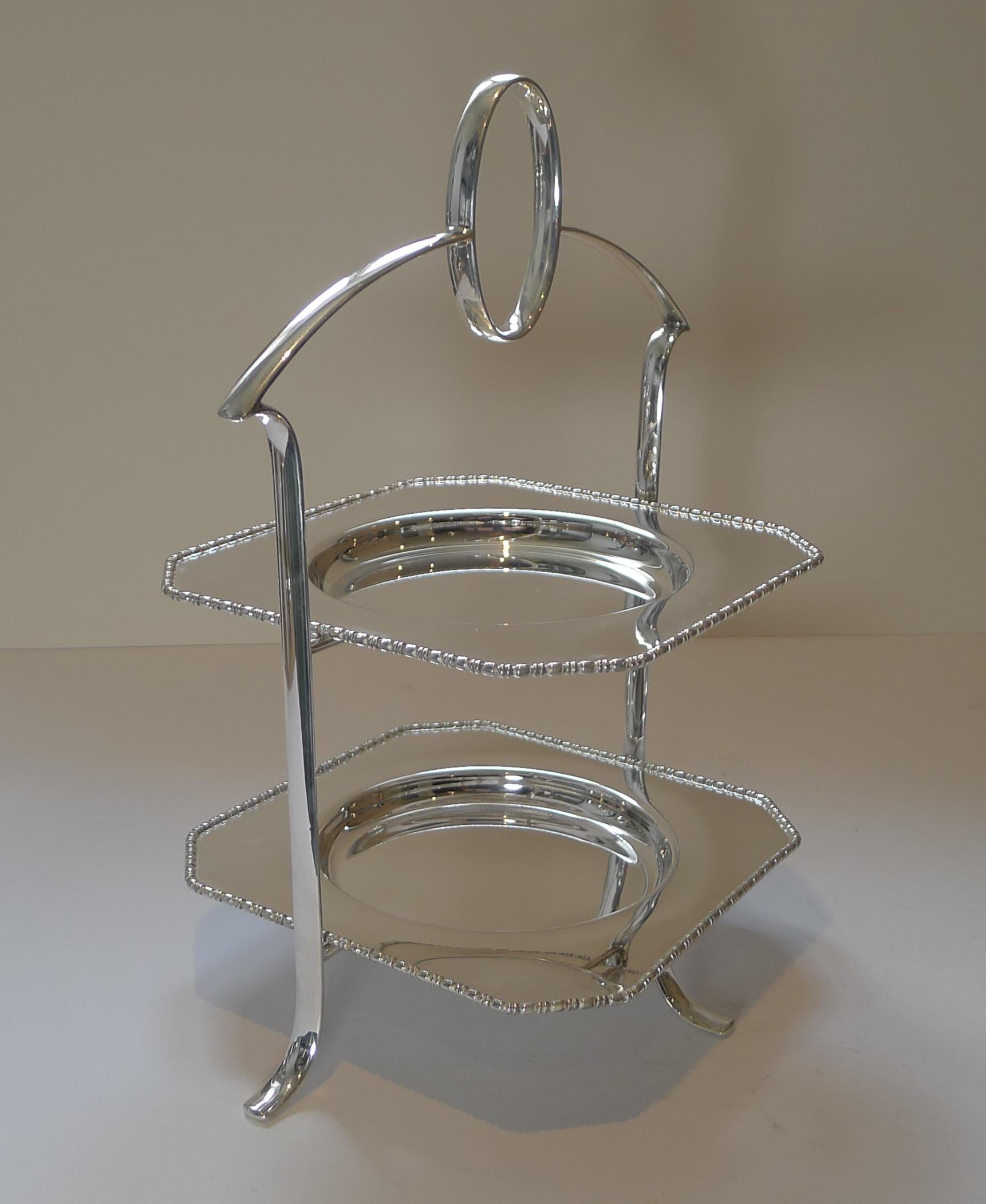 Elegant English Silver Plated Cake Stand by Deakin and Francis, circa 1920 4