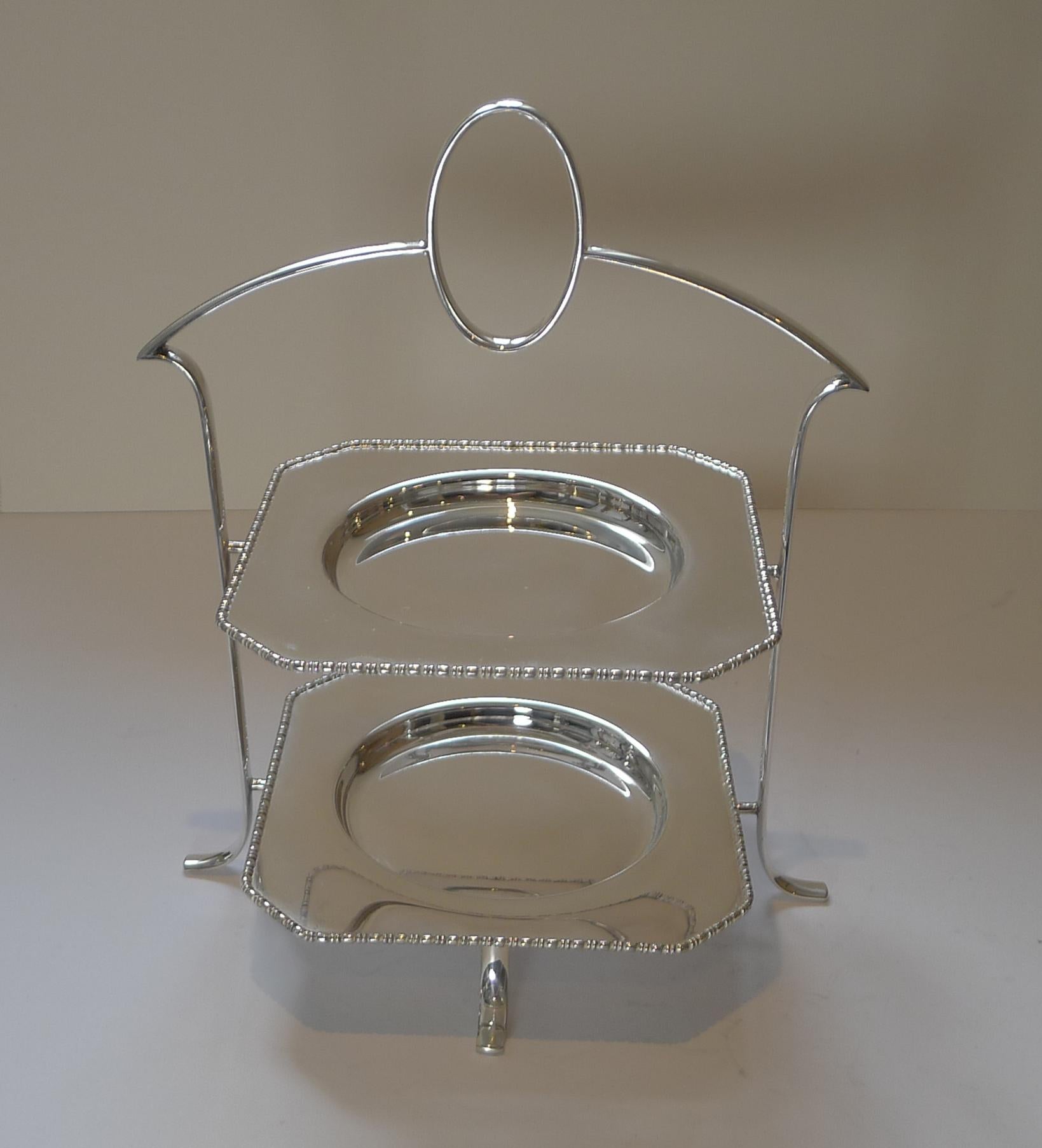 Elegant English Silver Plated Cake Stand by Deakin and Francis, circa 1920 5