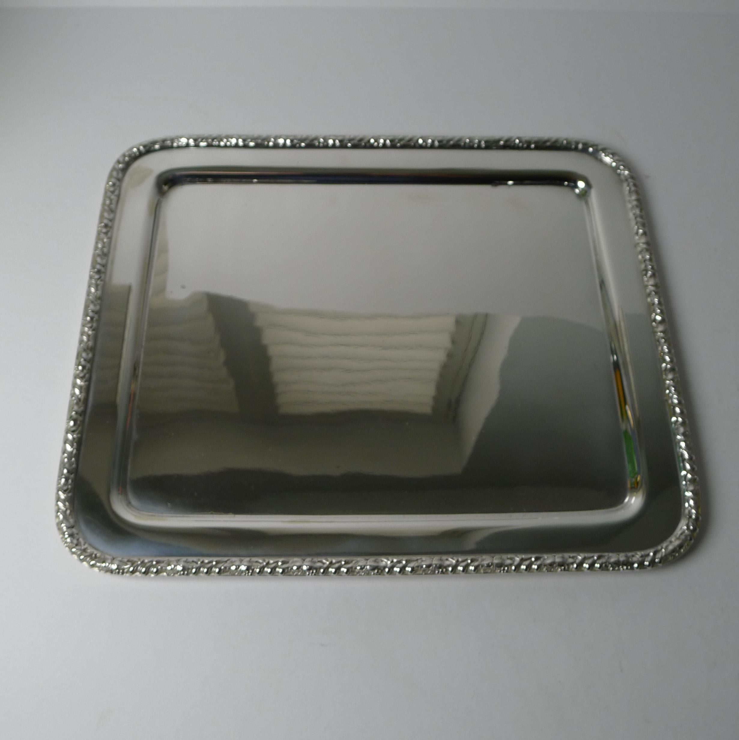 Edwardian Elegant English Silver Plated Cocktail Tray by Barker Brothers c.1900