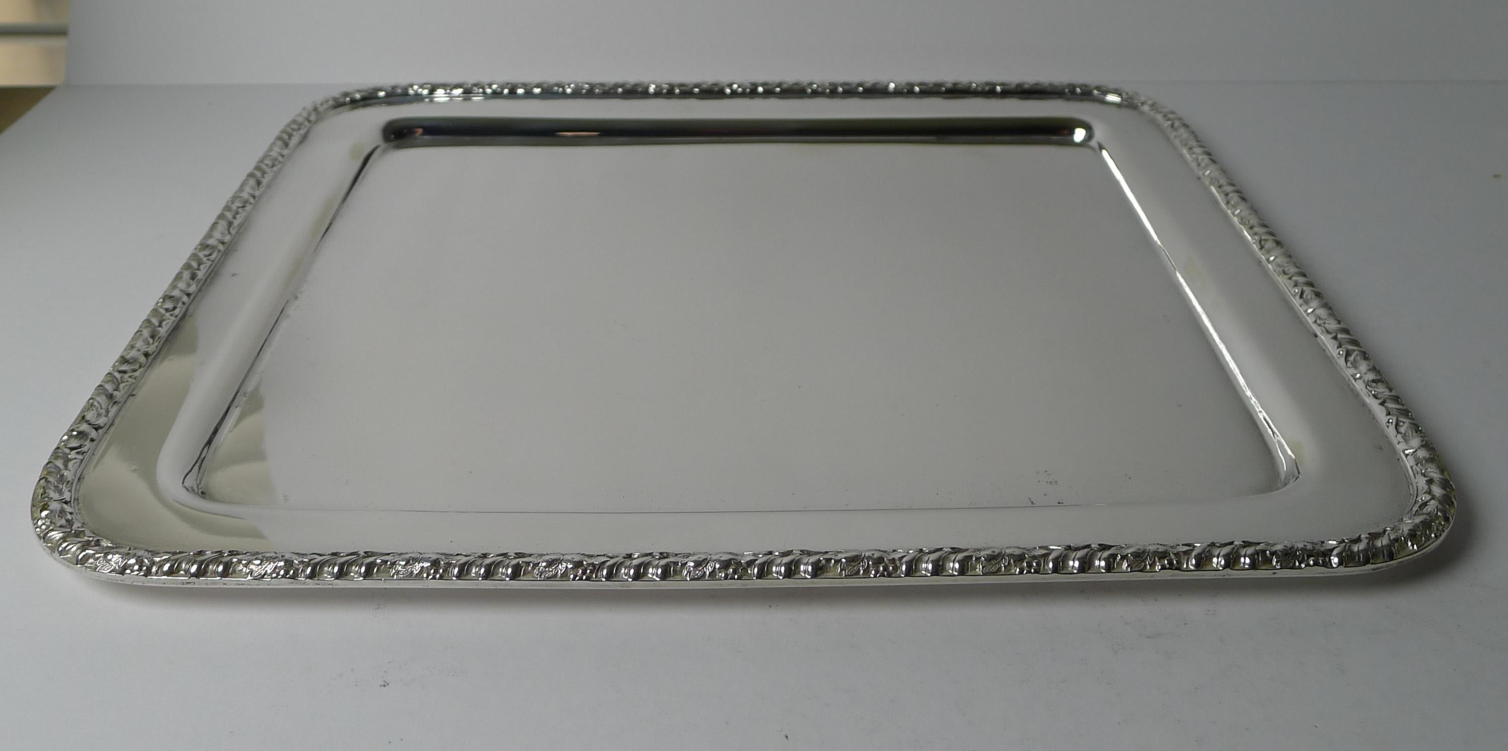 British Elegant English Silver Plated Cocktail Tray by Barker Brothers c.1900