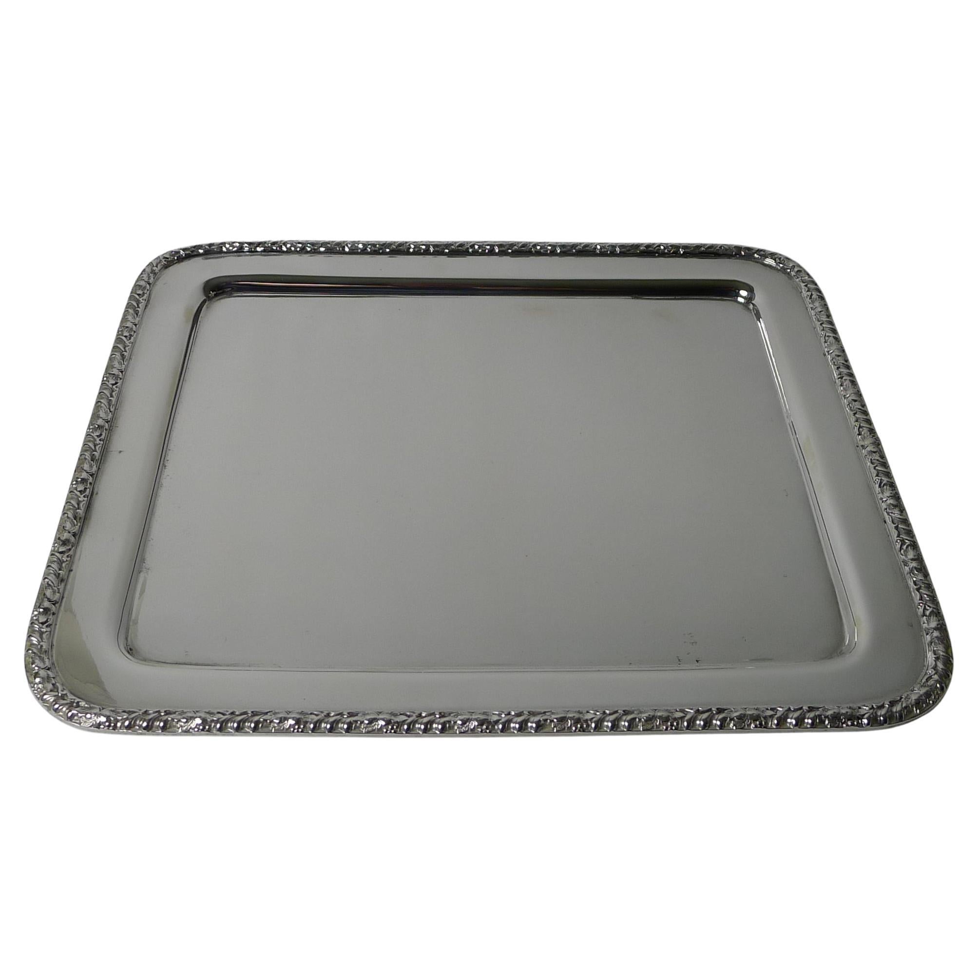 Elegant English Silver Plated Cocktail Tray by Barker Brothers c.1900