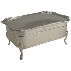 Antique Elegant English Sterling Silver Jewelry Box, 1909