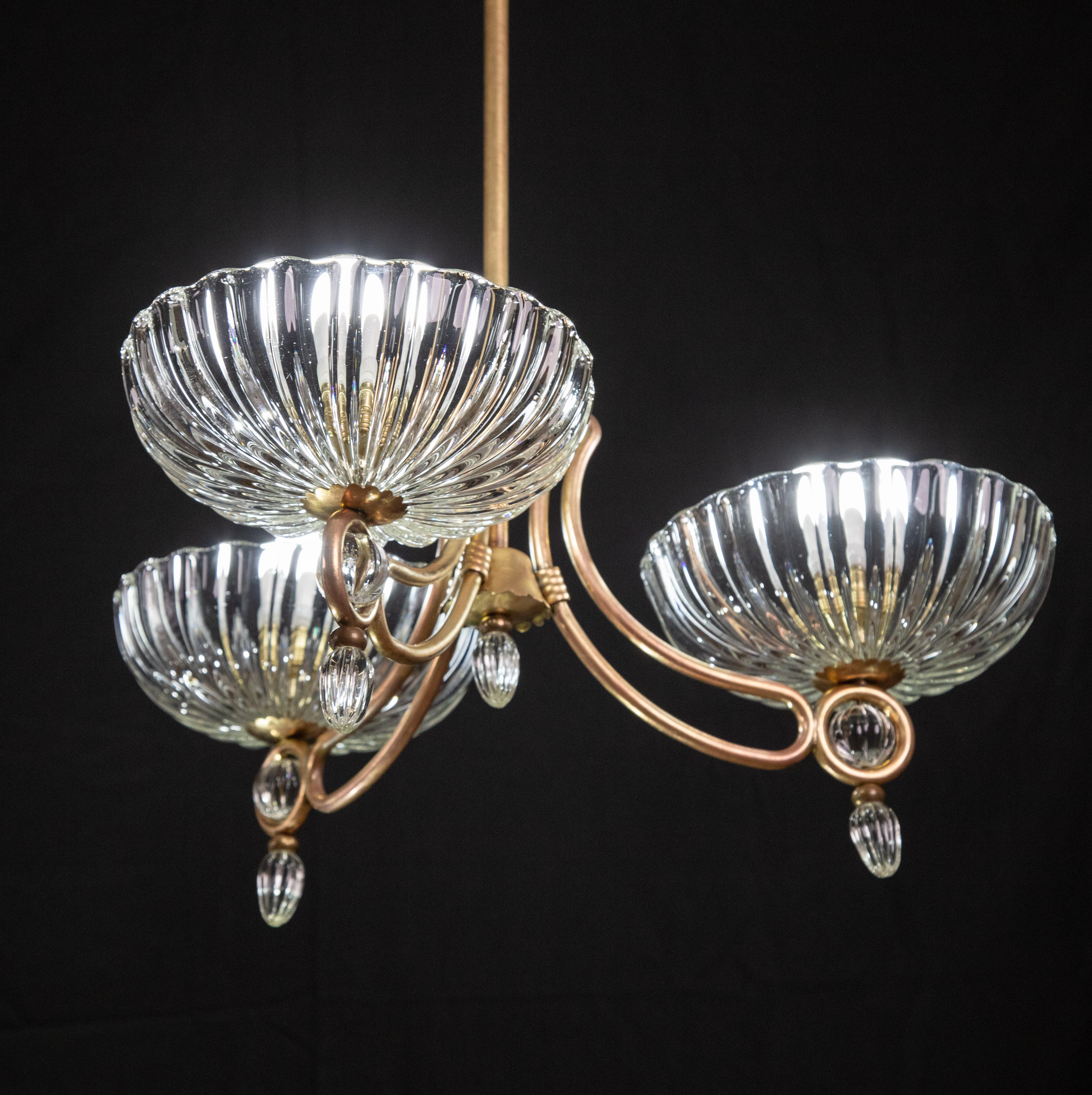 Elegant Ercole Barovier Art Deco Chandelier, 1940s In Good Condition For Sale In Roma, IT