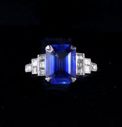 Elegant Estate 3.25 Carat Natural Sapphire .40 Carat Diamond Platinum Ring