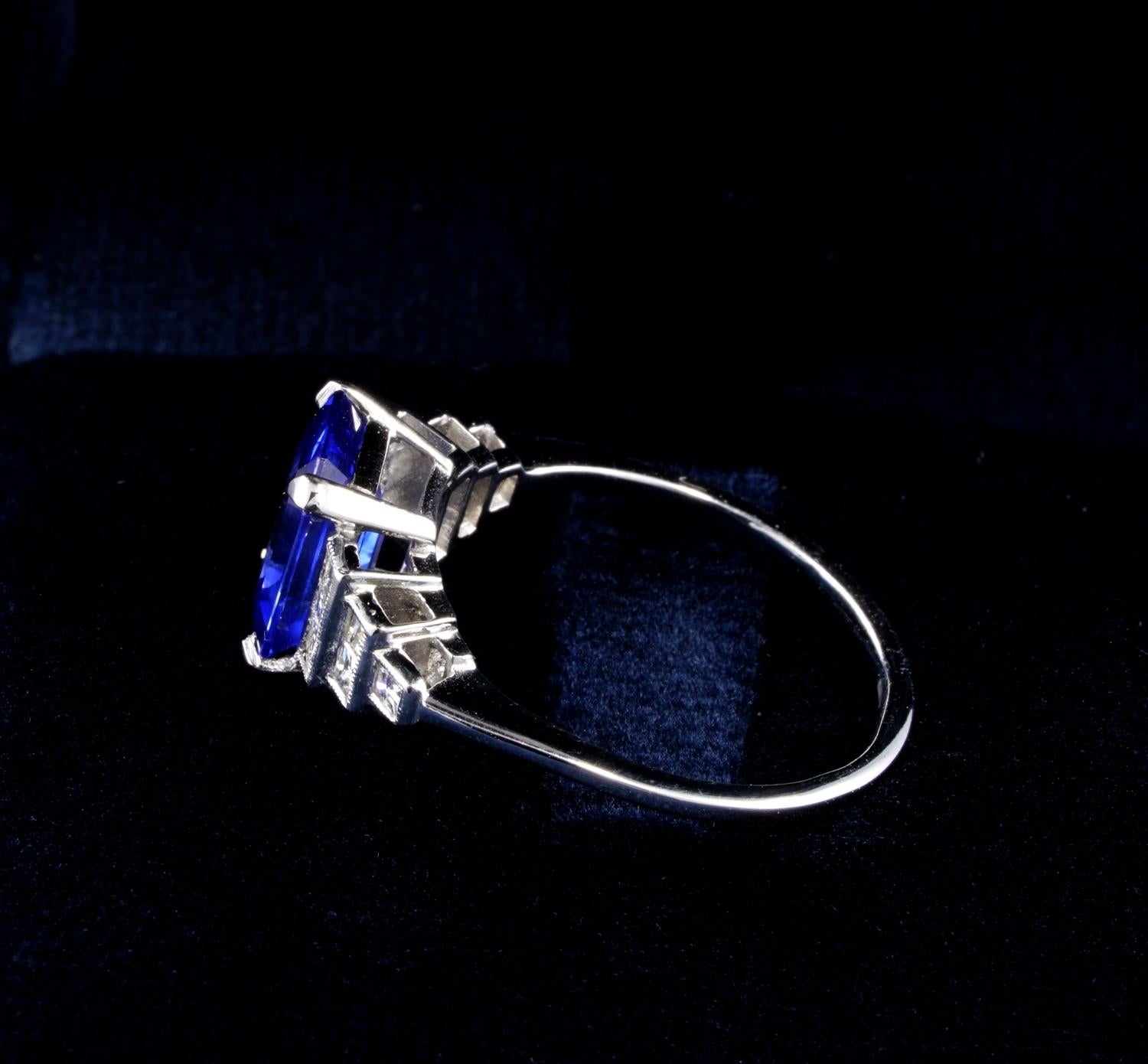 Women's Elegant Estate 3.25 Carat Natural Sapphire .40 Carat Diamond Platinum Ring