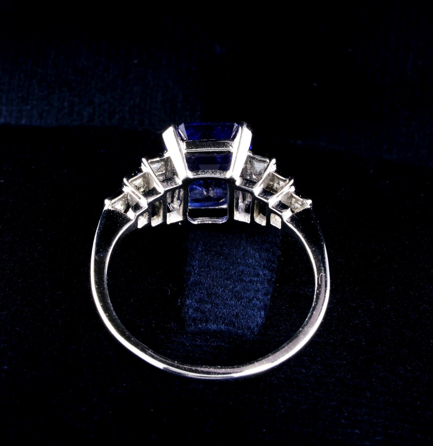 Elegant Estate 3.25 Carat Natural Sapphire .40 Carat Diamond Platinum Ring 1