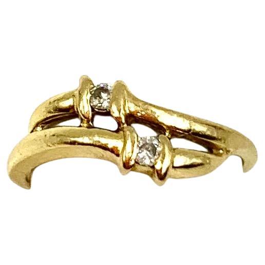 Eleg Estate Diamond Anello Bypass in oro giallo 14K in vendita