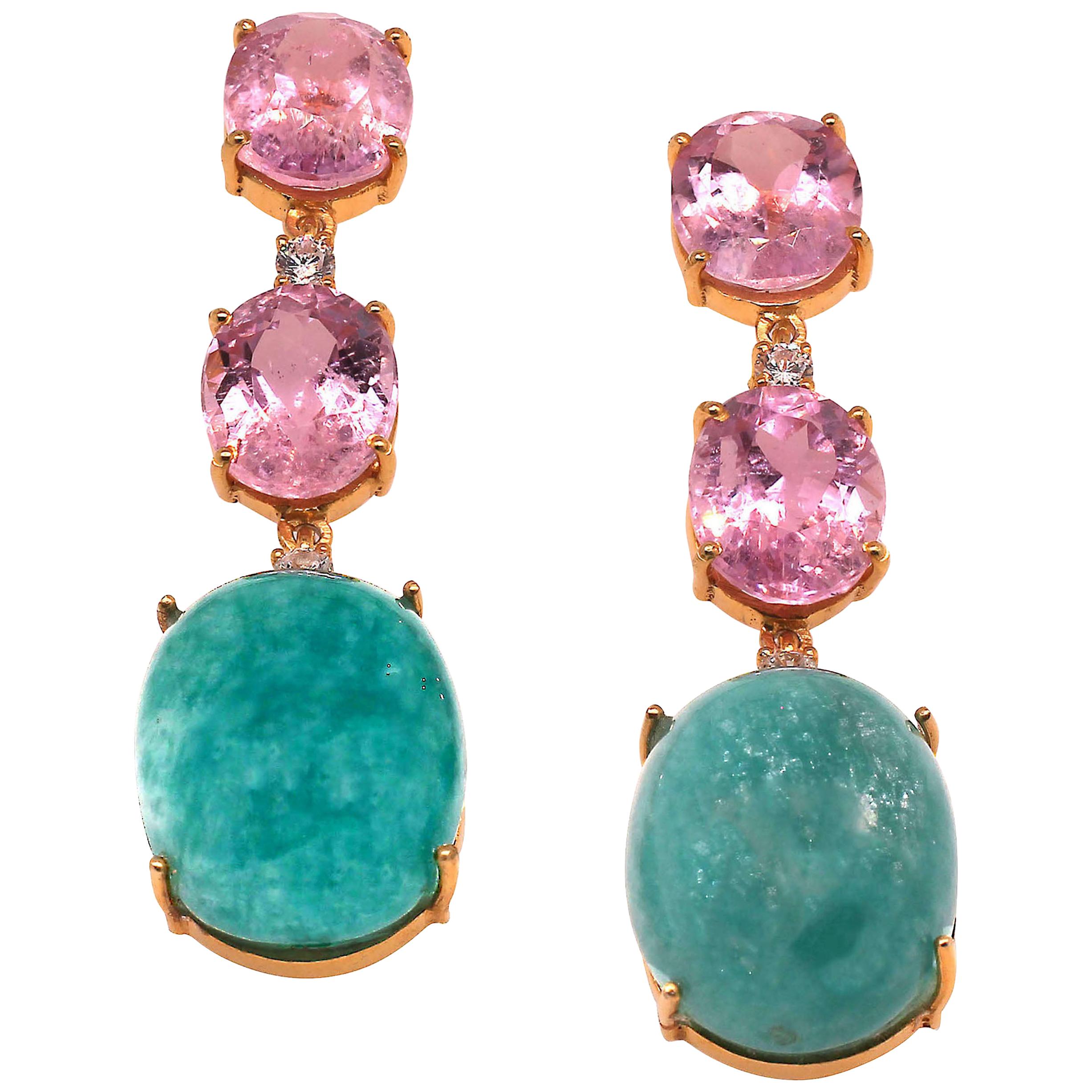 Dangle Earrings Natural Kunzite Crystal Stone Earrings for Women