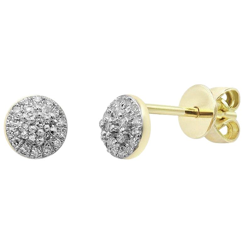 Elegant Every Day Classic Combination Diamond Yellow Gold Stud Earrings For Sale