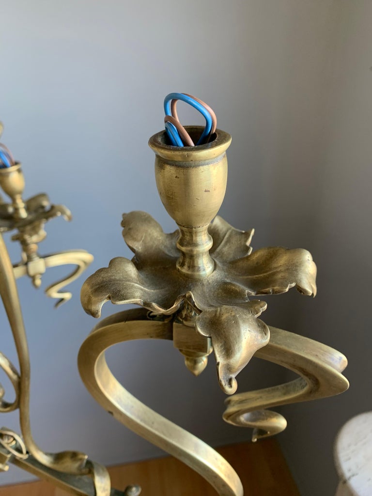 Elegant and Exquisite Bronze and Brass, Electrical 8 Light Art Nouveau
