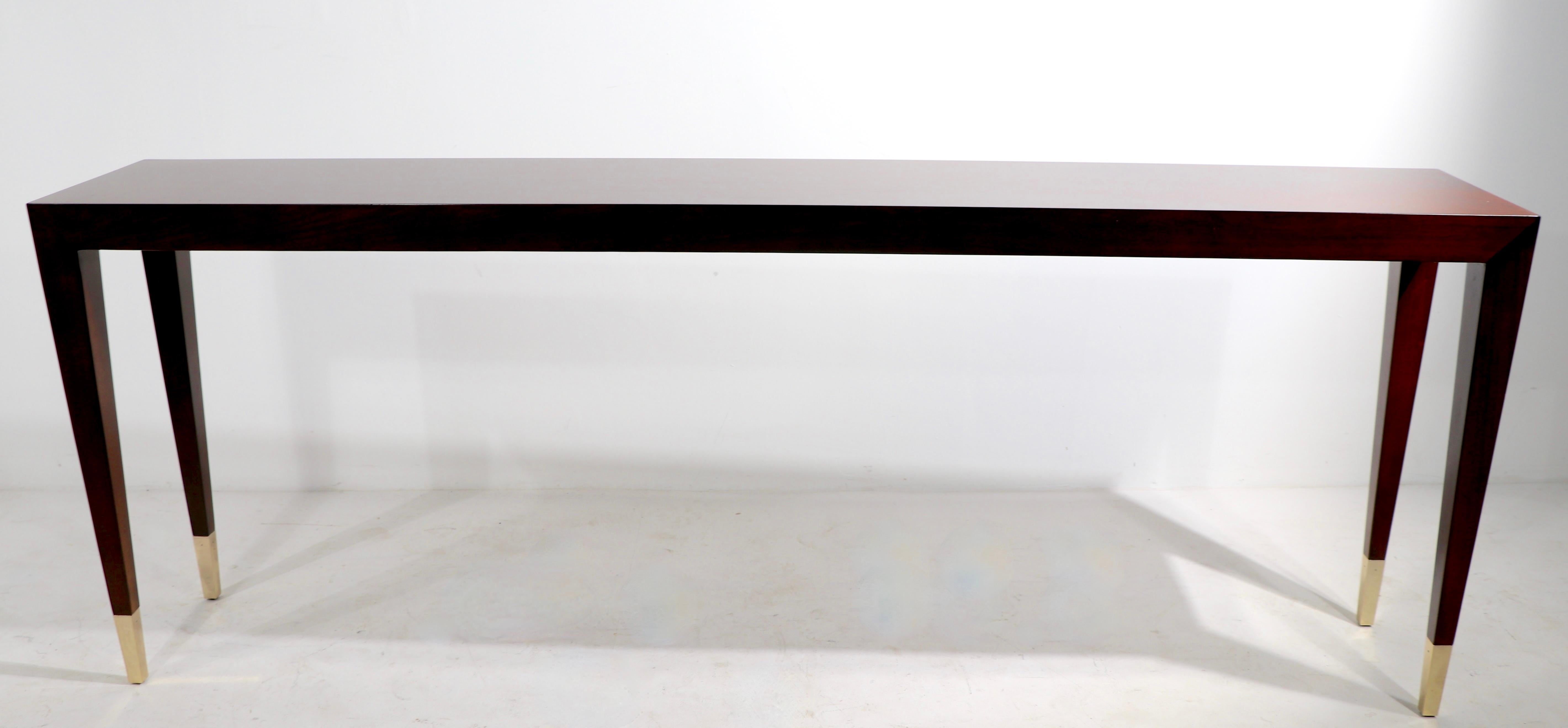Brass Elegant Extra Long Console Table in the French Art Deco Style Marked Uovo