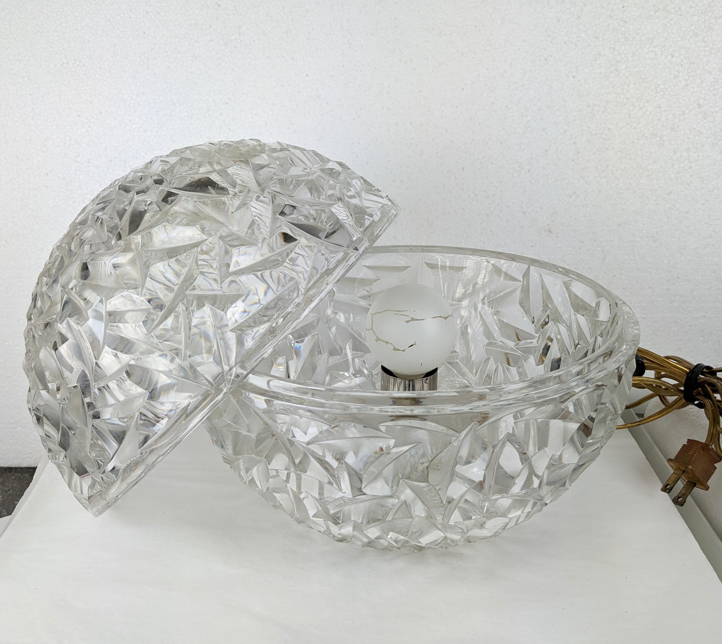Art Deco Elegant Faceted Crystal Globe Lamp For Sale