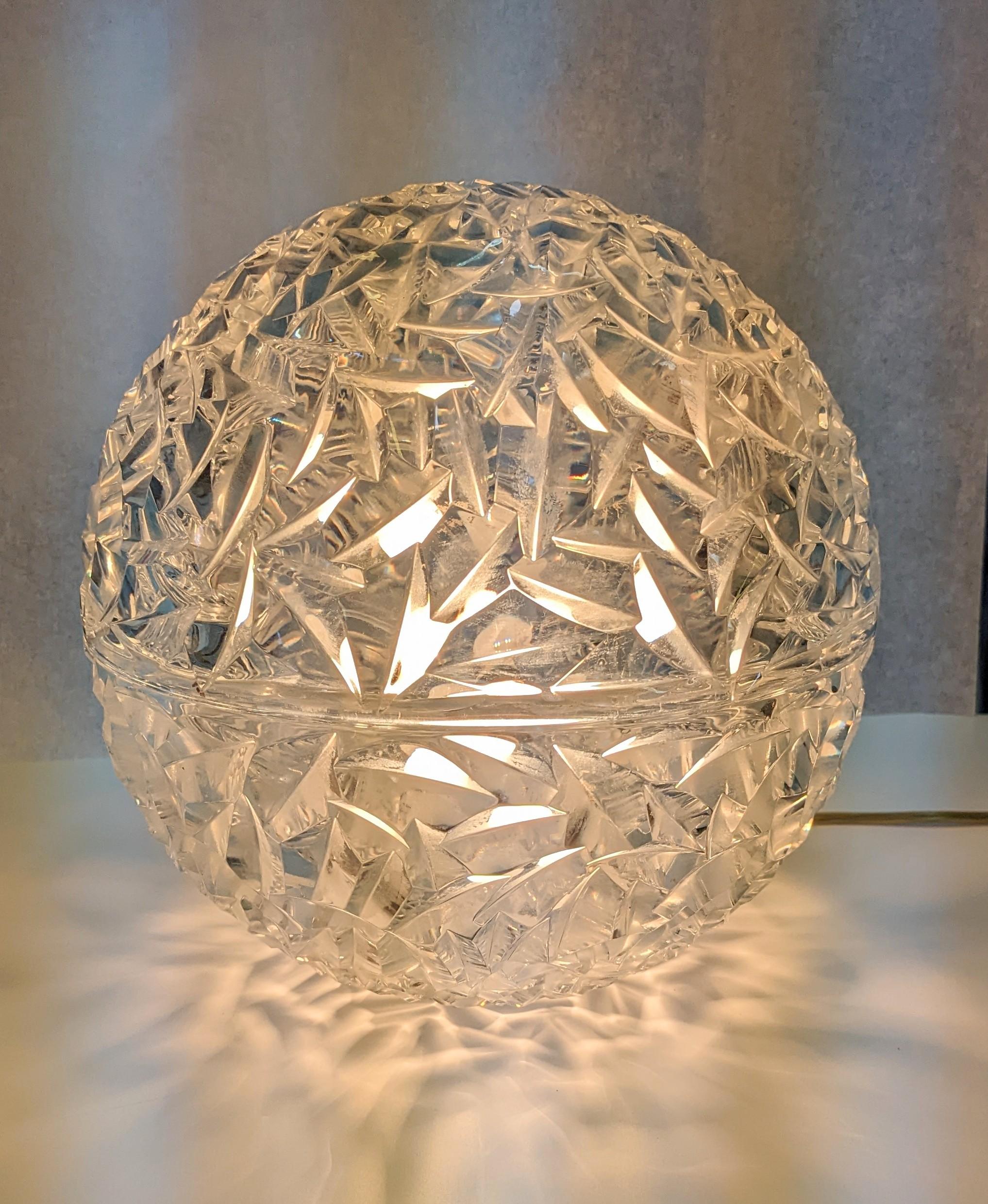 Glass Elegant Faceted Crystal Globe Lamp For Sale