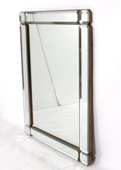 Elegant Faceted Mirror 48"H x 36"W circa 1950s