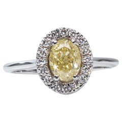 Elegant Fancy Color Halo Oval Ring with 1.02 ct Natural Diamonds, AIG Cert