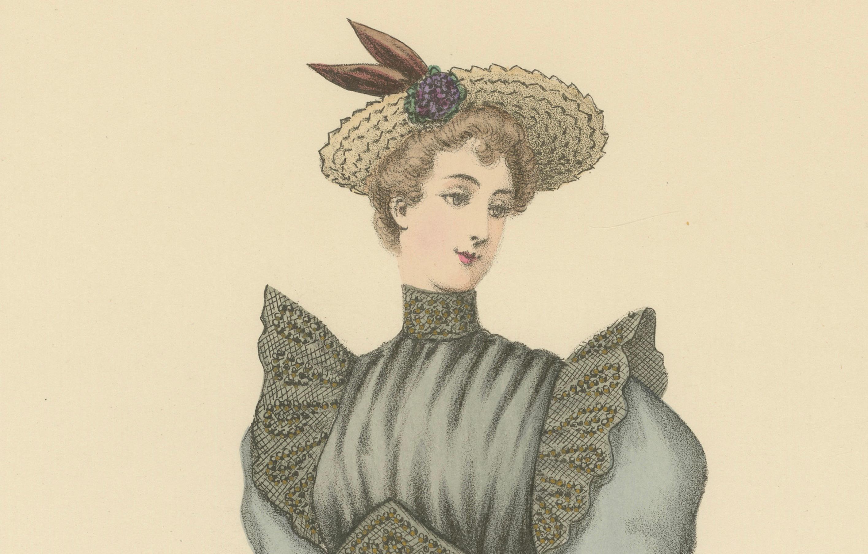 Elegant Fashions of 1889: Lithografien von L. Michau und M. de Solar im Zustand „Gut“ im Angebot in Langweer, NL