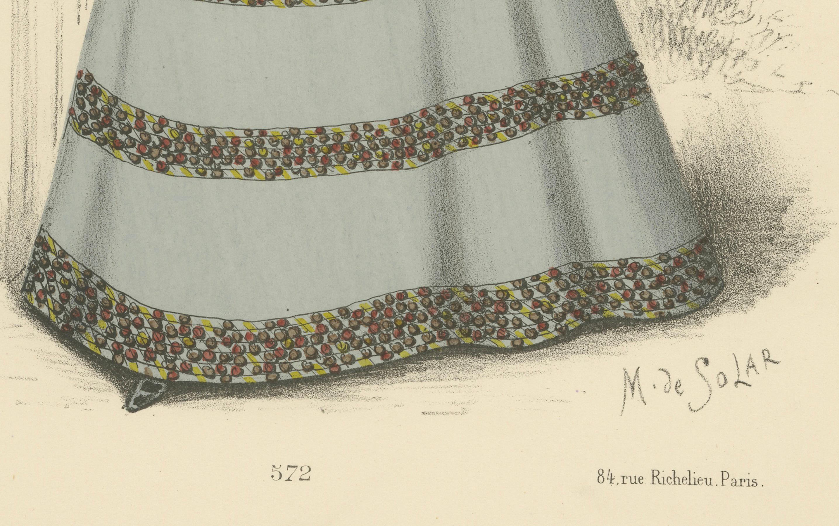 Elegant Fashions of 1889: Lithografien von L. Michau und M. de Solar (Papier) im Angebot