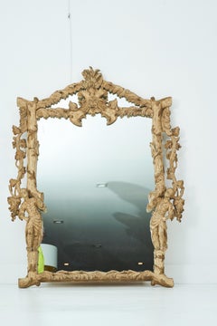 Élégant miroir en faux bois avec figures de William Haines