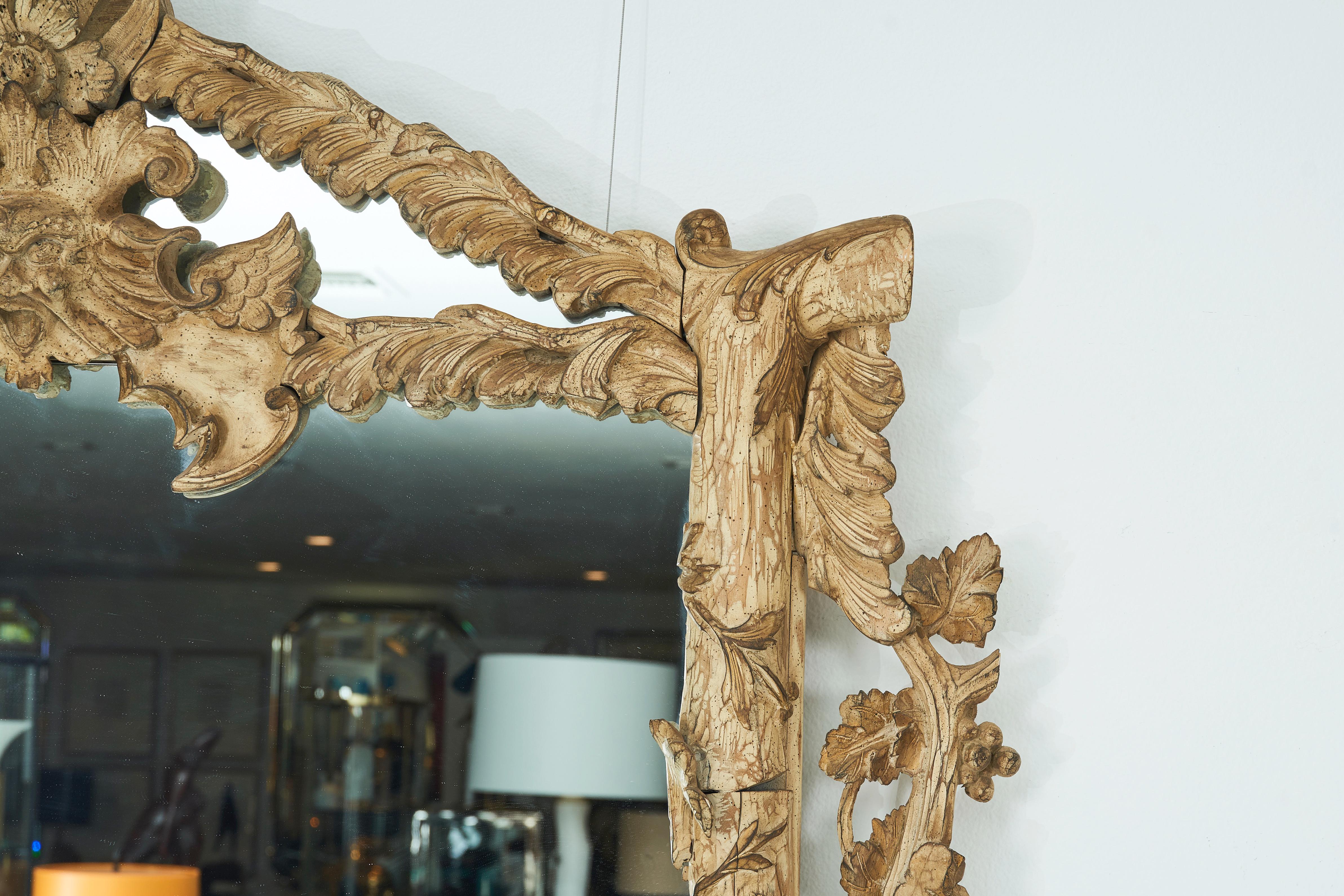 Carved Elegant Faux Bois Mirror with Figures by William Haines