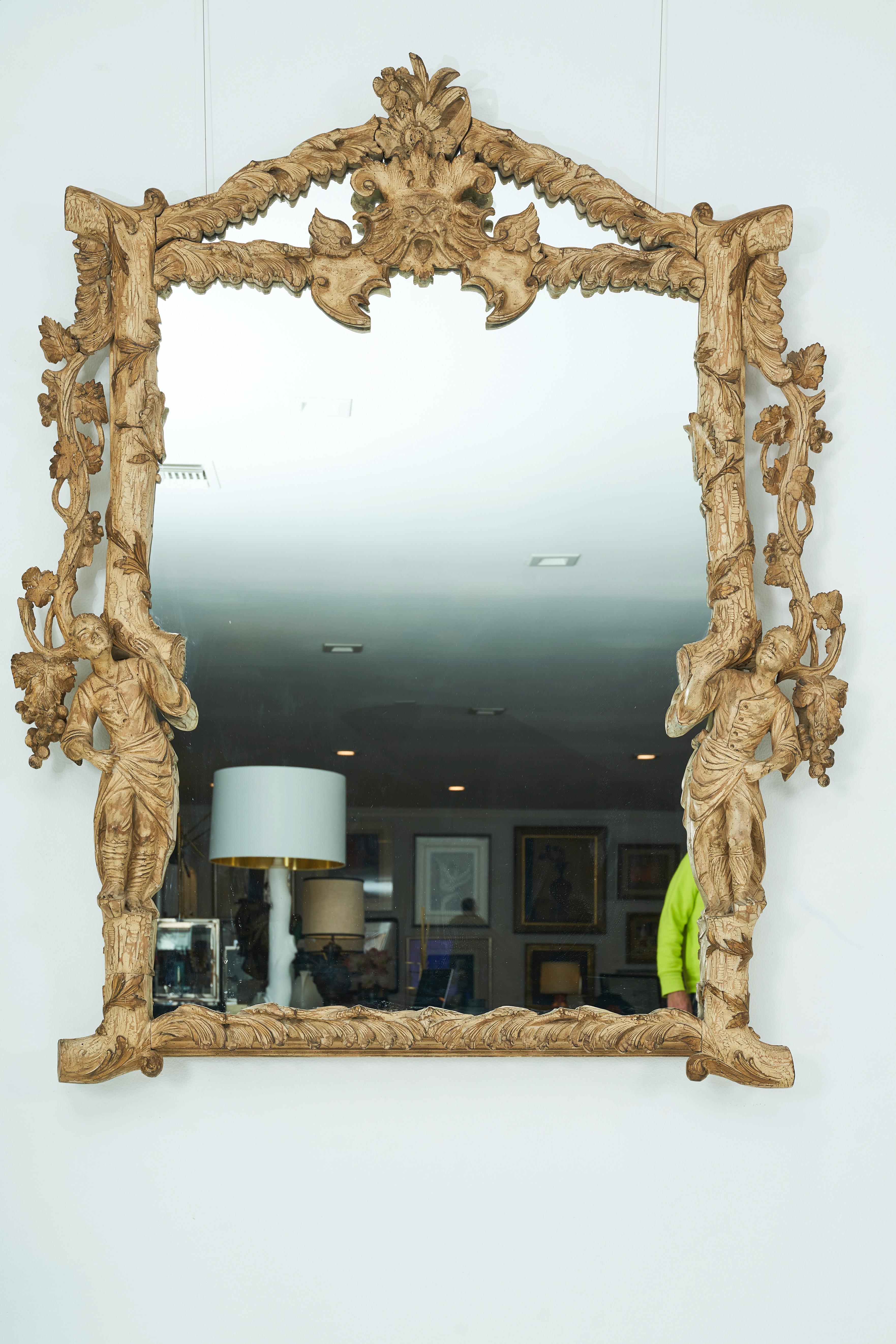 Elegant Faux Bois Mirror with Figures by William Haines In Fair Condition In Palm Desert, CA