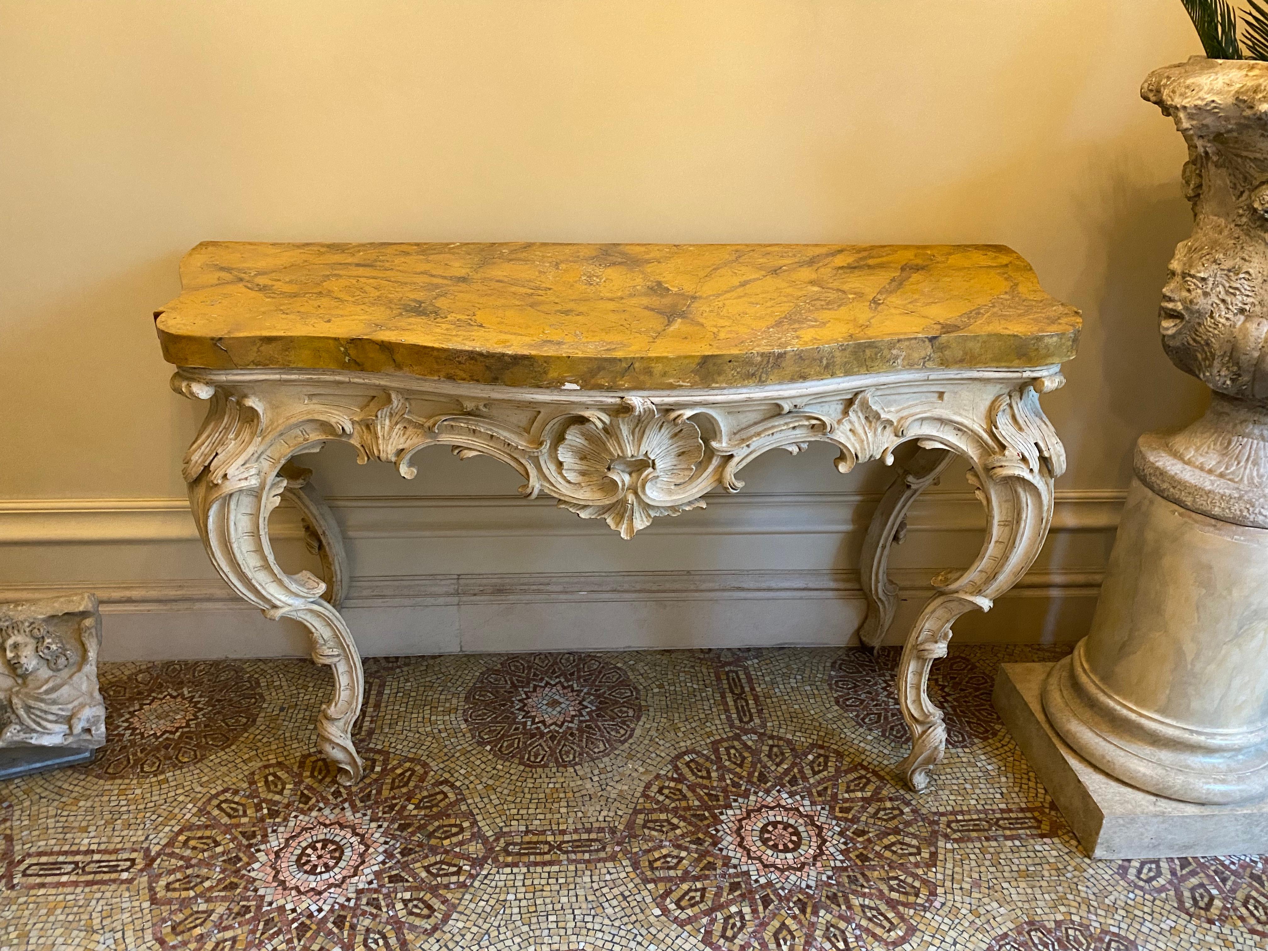 Wood Elegant Fine Italian 18th Century White Painted Console Tables Roma 1750