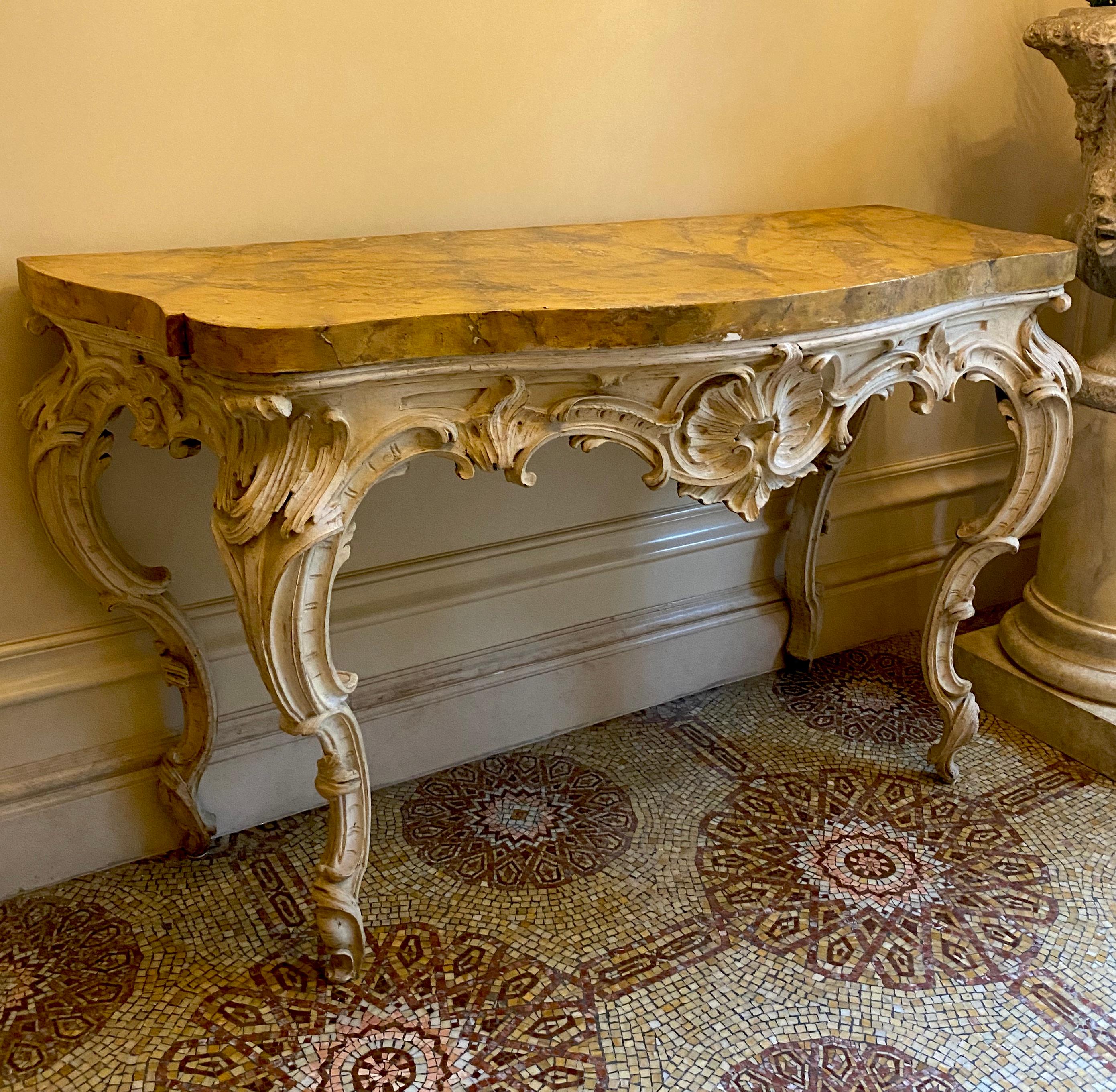 Elegant Fine Italian 18th Century White Painted Console Tables Roma 1750 3